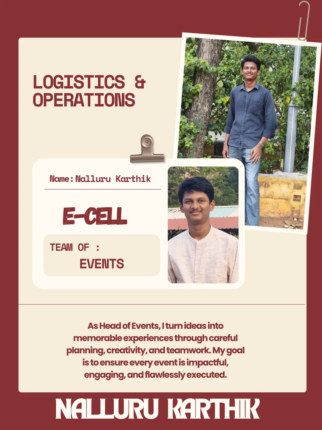 Nalluru Karthik, Logistics & Operations Head