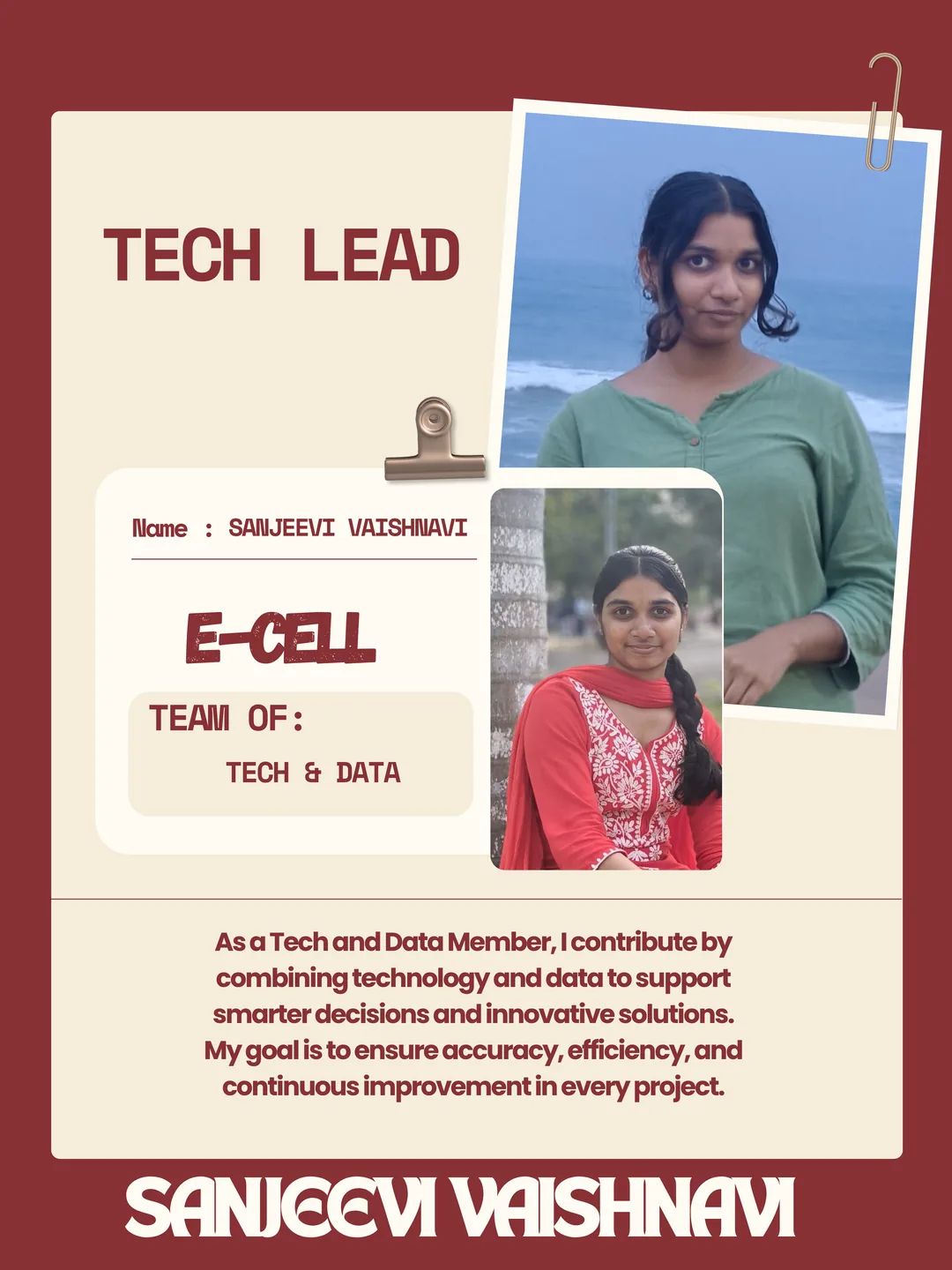 Sanjeevi Vaishnavi, Technical Head